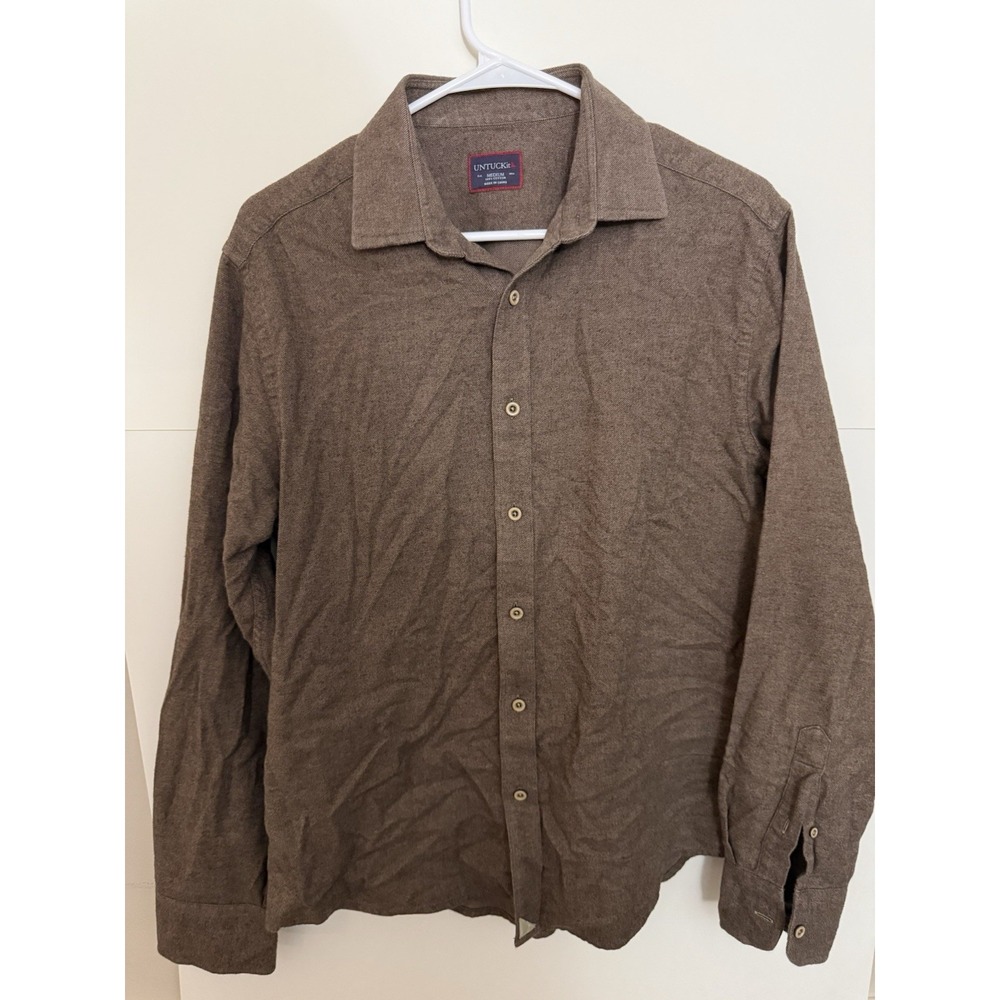 UNTUCKit Mens Brown Cotton Slim Fit Button Up Shirt Size Medium